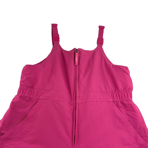 LLBean Kids Cold Buster Snow Bibs Pink Overalls Zip Front Insulated SIZE 18 - Picture 10 of 13